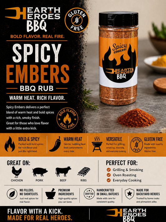 Hearth Heroes BBQ Spicy Embers 16oz – Big Flavor, Smooth Heat